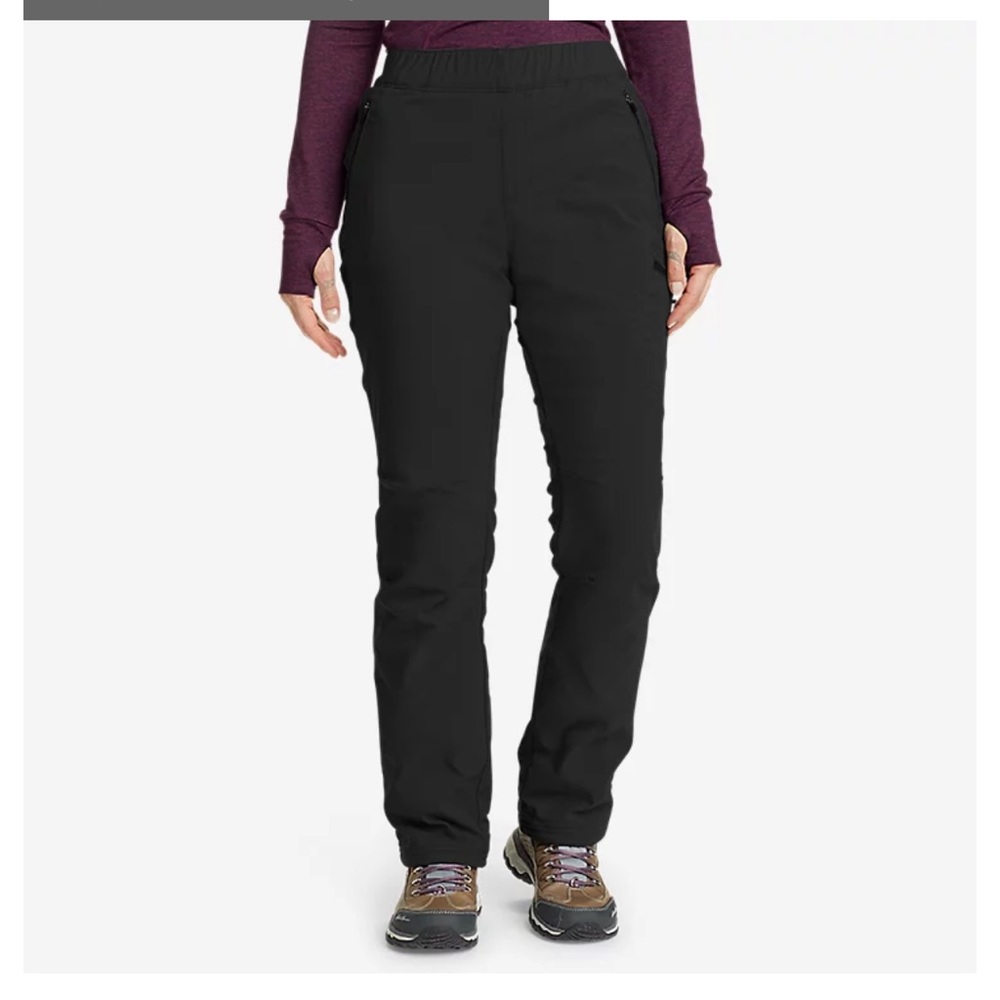 Women’s Black Eddie Bauer Rainier Pull On Fleece Lined Stretch Pant Size 18